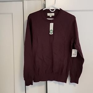 NWT Hawker Rye Men's Burgundy Cashmere Blend Crewneck Sweater, size M